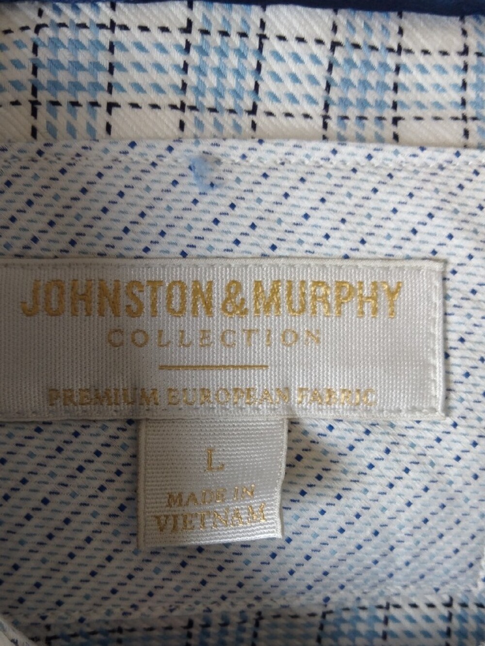 Johnston & Murphy Blue and White Checked Dress Shirt - Picture 2 of 13